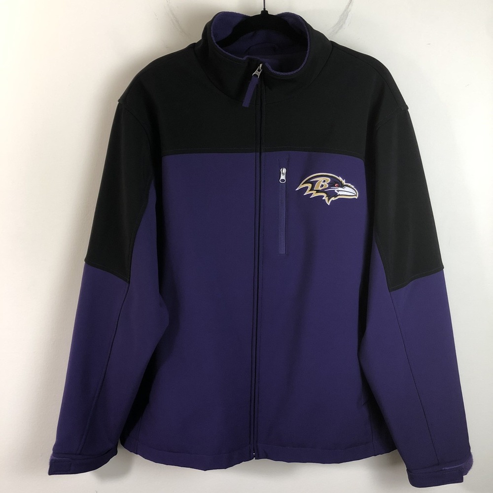 Baltimore Ravens NFL Full Zip Soft Shell Jacket Sz XL Purple Black